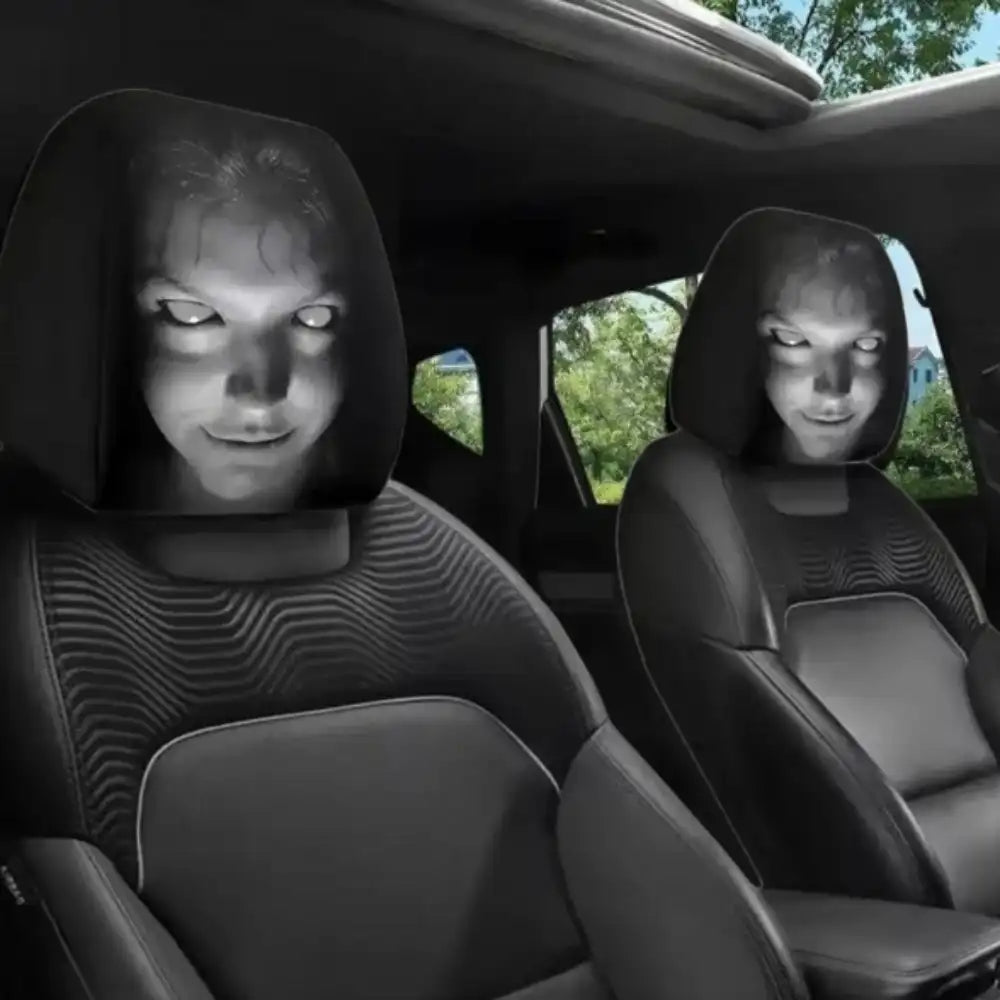 Horror Face Car Headrest Covers - Set of 2, Halloween Ghost Design