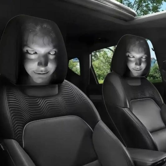 Horror Face Car Headrest Covers - Set of 2, Halloween Ghost Design