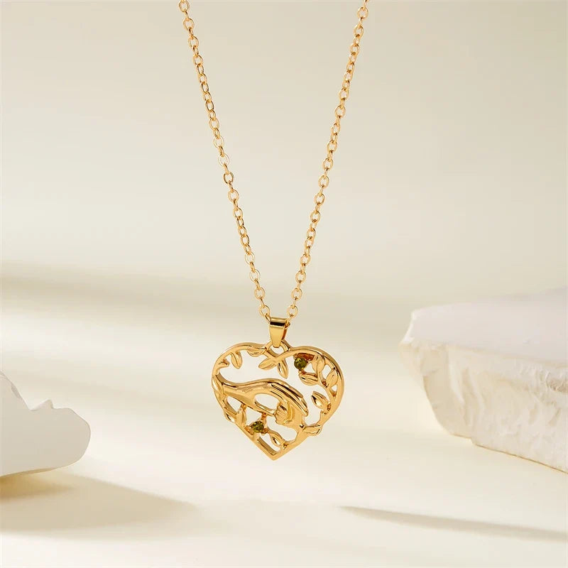 Mom & Daughter Moon Pendant Necklace – Love You Forever Heart Jewelry Gift