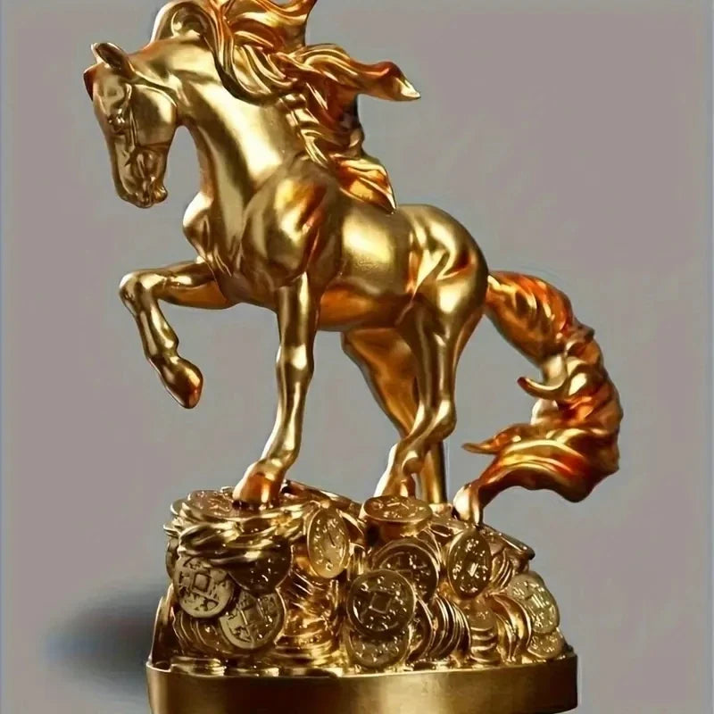 Horse Statue Decorative Art Wealth Prophecy Resin Sculpture for Home & Bar