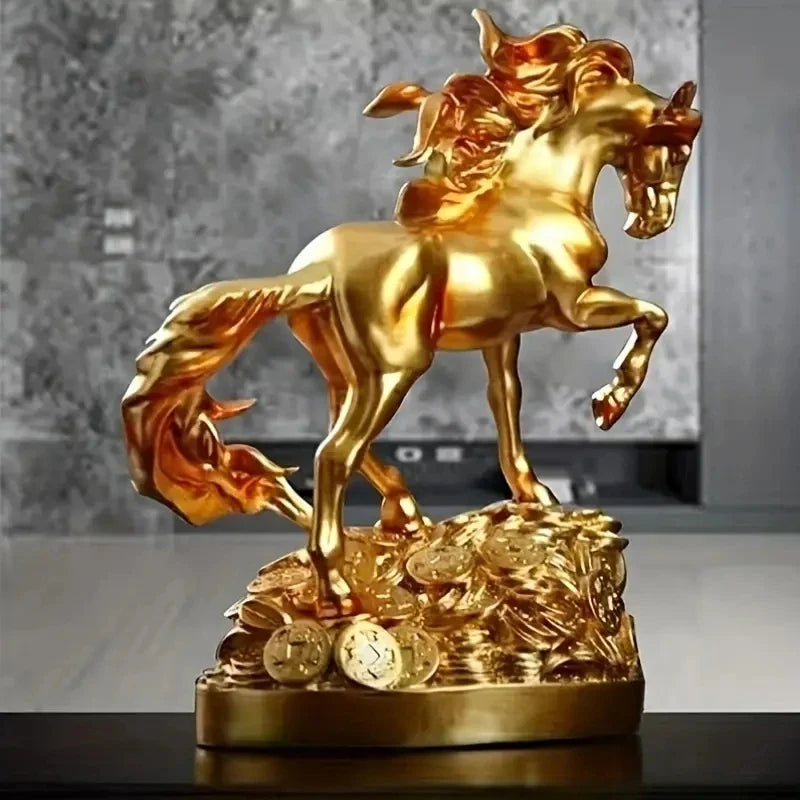 Horse Statue Decorative Art Wealth Prophecy Resin Sculpture for Home & Bar