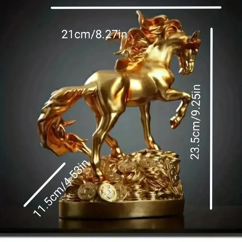 Horse Statue Decorative Art Wealth Prophecy Resin Sculpture for Home & Bar