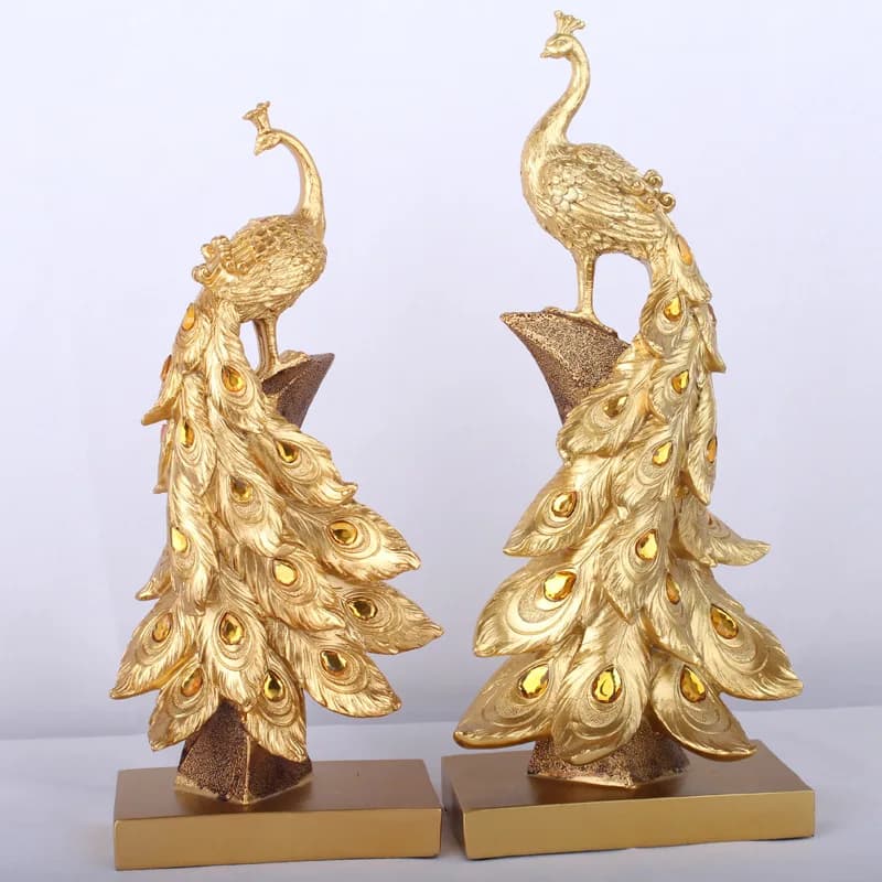 Luxury Peacock Statue Set – Resin Home Decor Ornaments