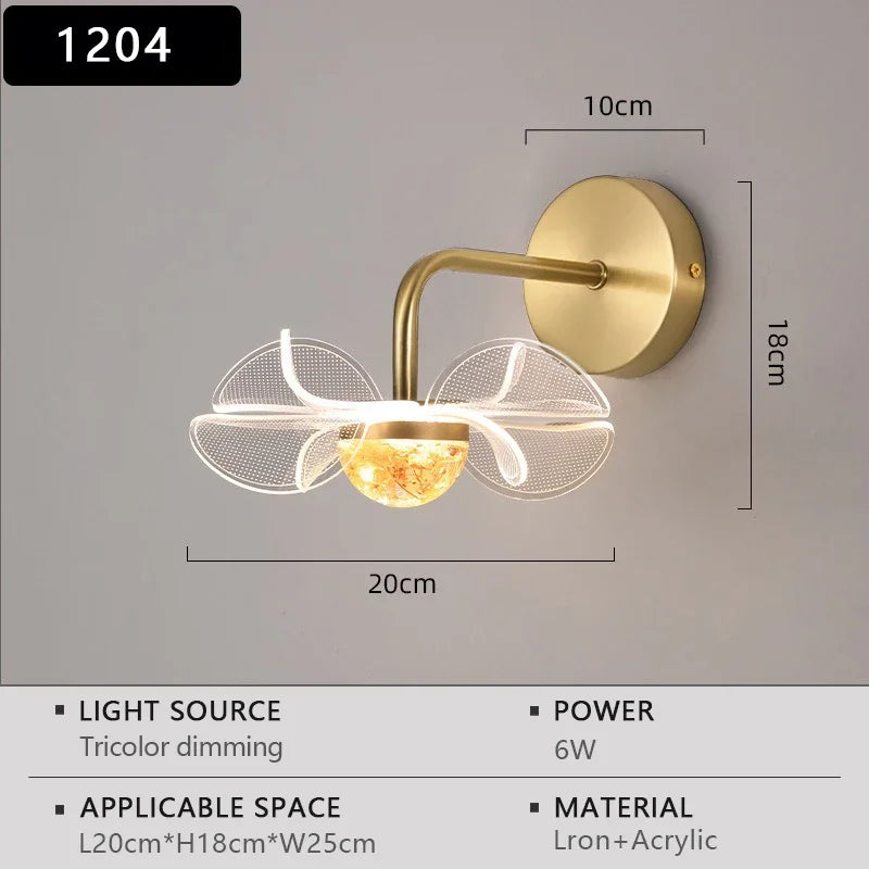 Nordic Floral LED Wall Light – Modern Luxury Iron Sconce
