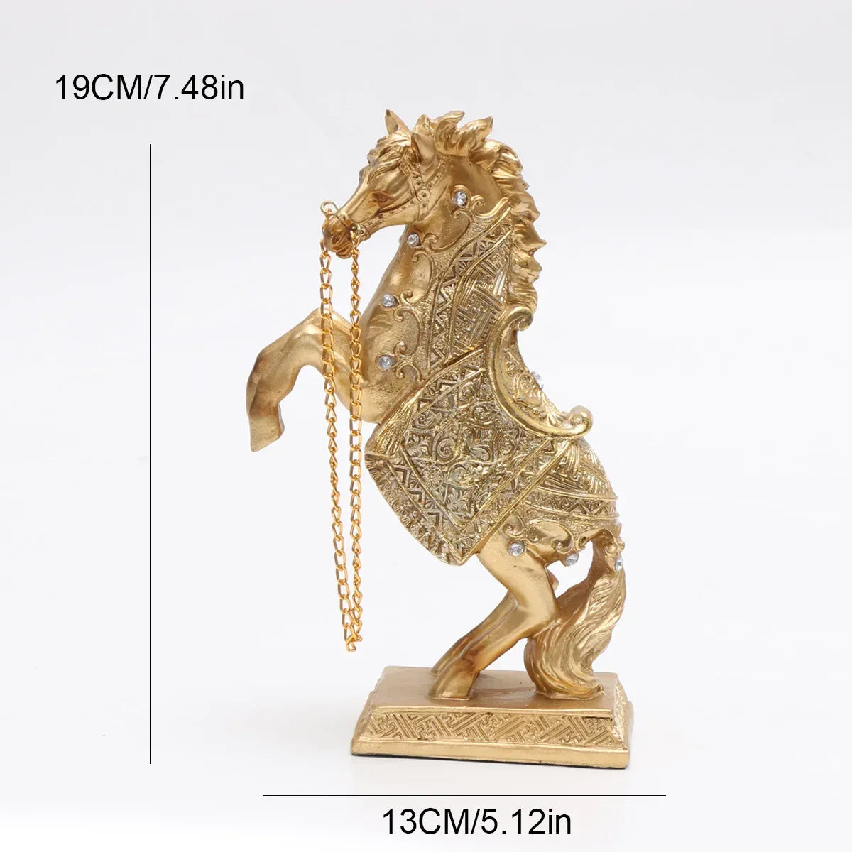 Elegant Golden Horse Statue Majestic Resin Sculpture for Office & Home Decor