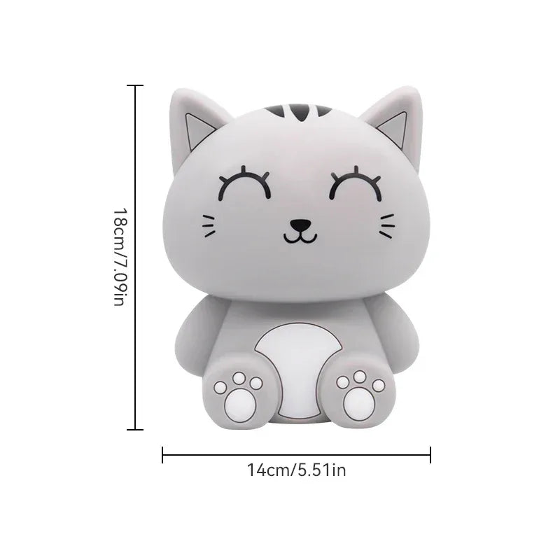 Gray Cat Bedside Night Light – Touch Dimming & Timer Rechargeable LED Lamp