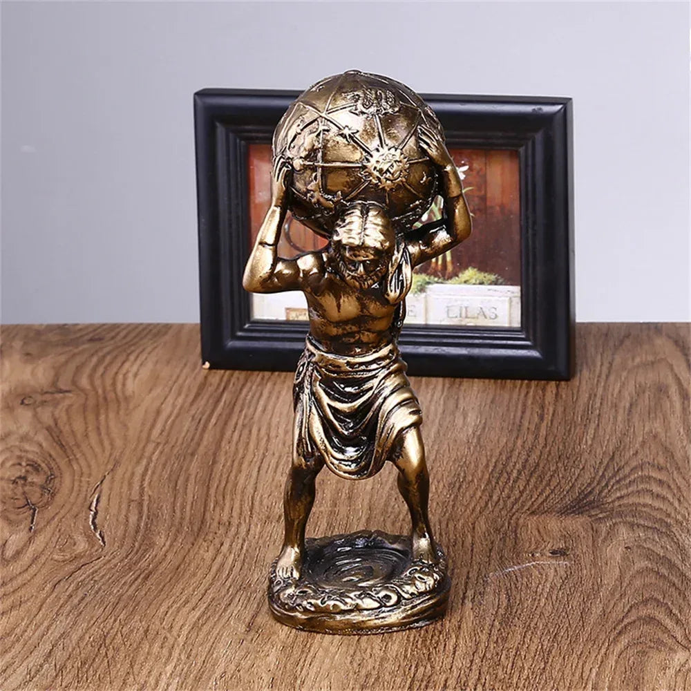 Greek Atlas Sculpture – Mythological Titan Resin Bronze Decor