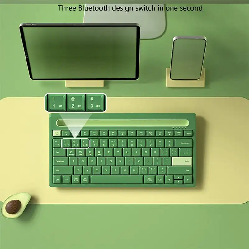Wireless Bluetooth Keyboard with Built-In Phone & Tablet Stand