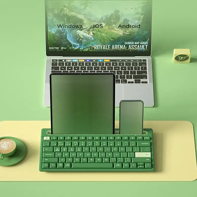 Wireless Bluetooth Keyboard with Built-In Phone & Tablet Stand