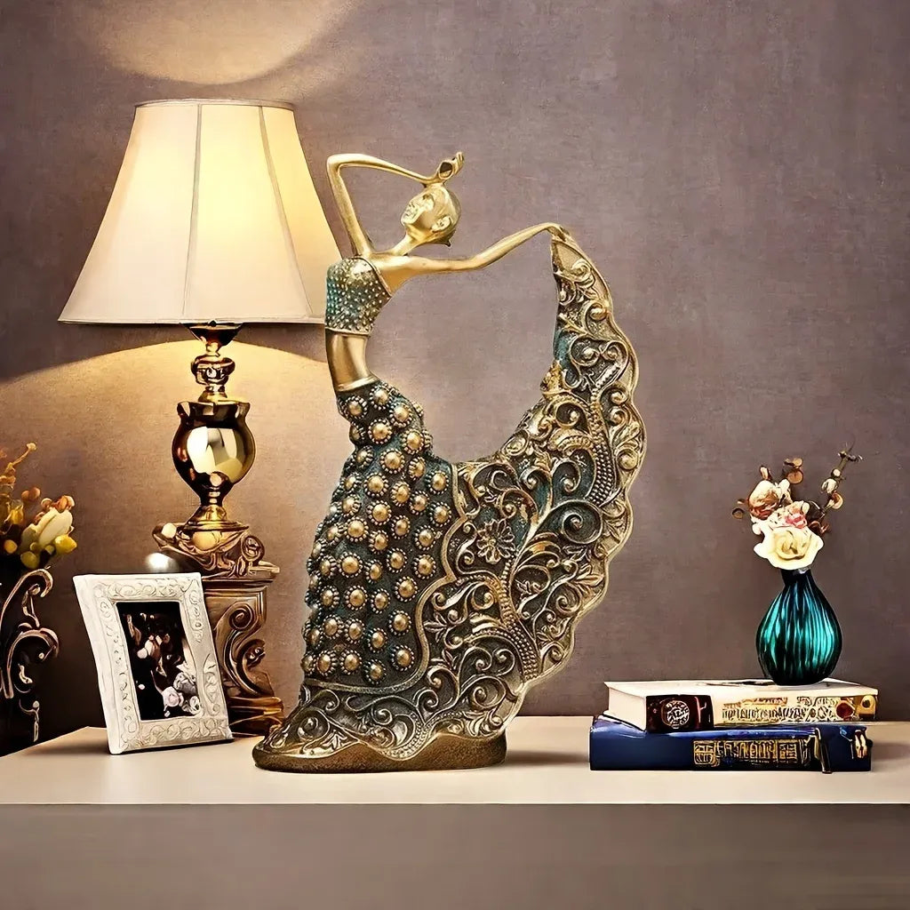 Luxury Abstract Dancer Sculpture – Modern Gold Accent Art Figurine