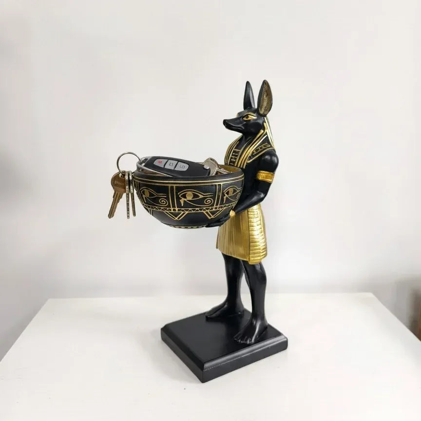 Egyptian Anubis Candy Bowl Statue – Resin Key Holder