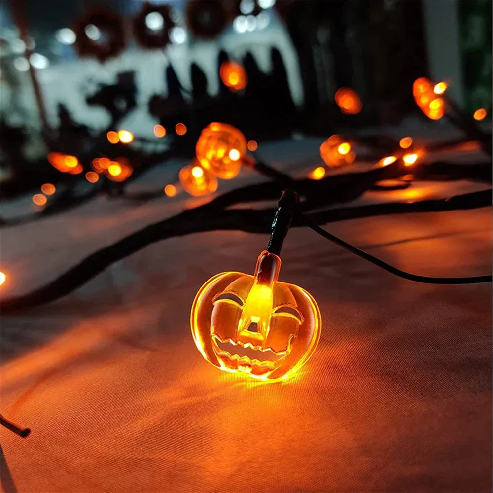 Halloween Willow Vine LED String Lights – Bat & Pumpkin Decor