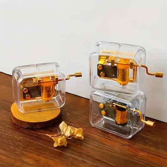 Gold-Plated Hand-Cranked Music Box – Interactive Mechanical Musical Gift
