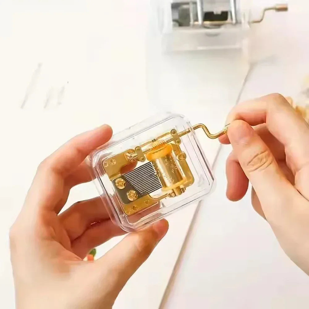 Gold-Plated Hand-Cranked Music Box – Interactive Mechanical Musical Gift