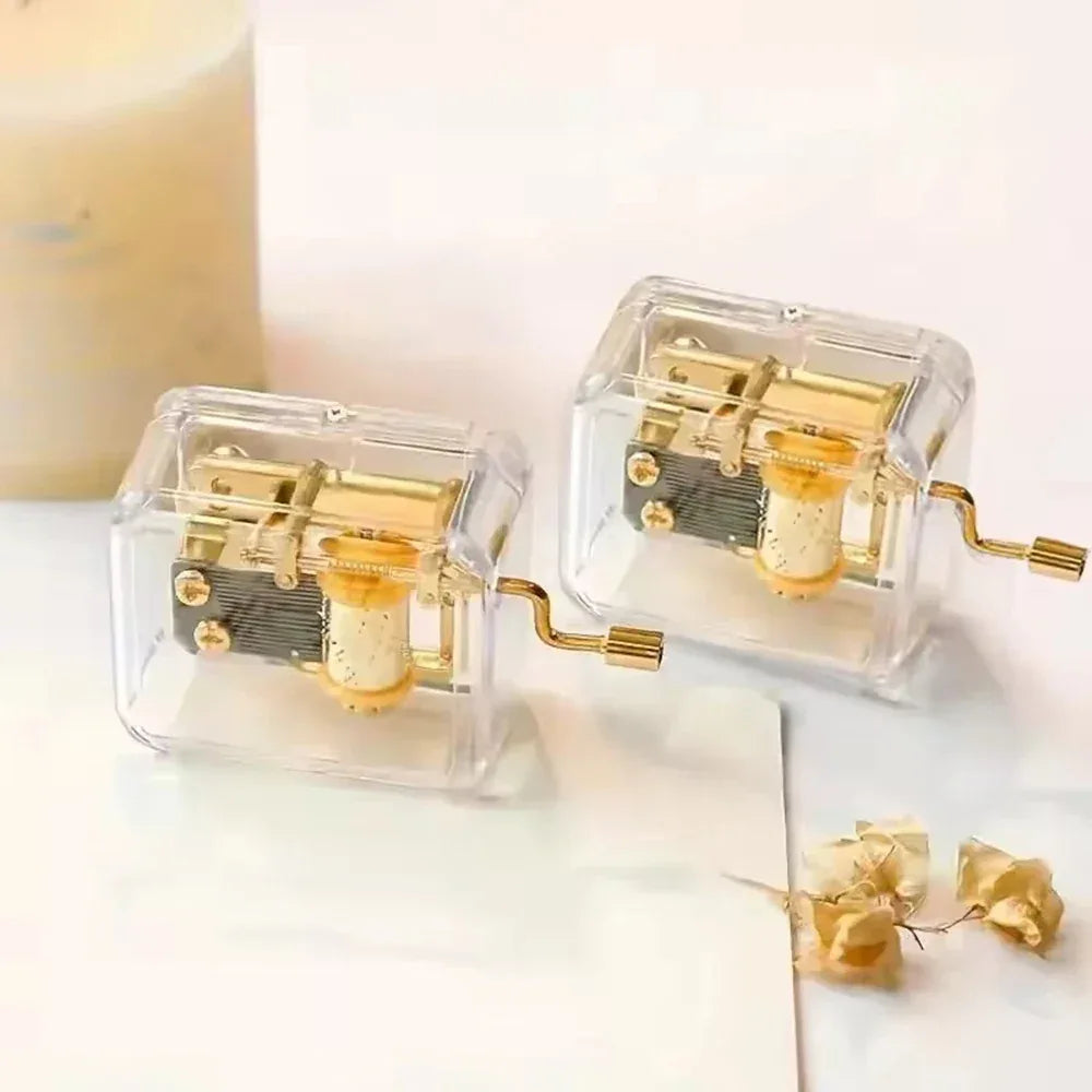 Gold-Plated Hand-Cranked Music Box – Interactive Mechanical Musical Gift