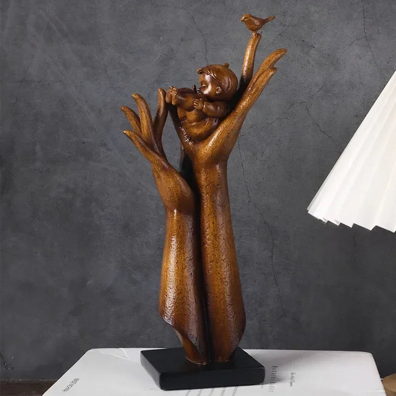 Hand of Aspiration Resin Sculpture – Wood Grain Decor