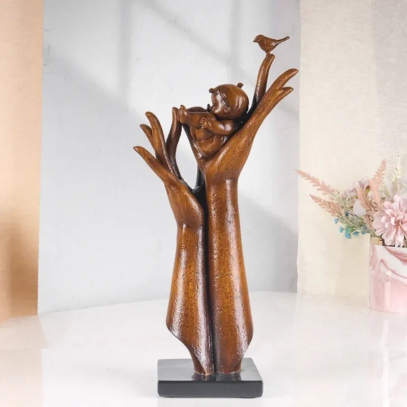 Hand of Aspiration Resin Sculpture – Wood Grain Decor