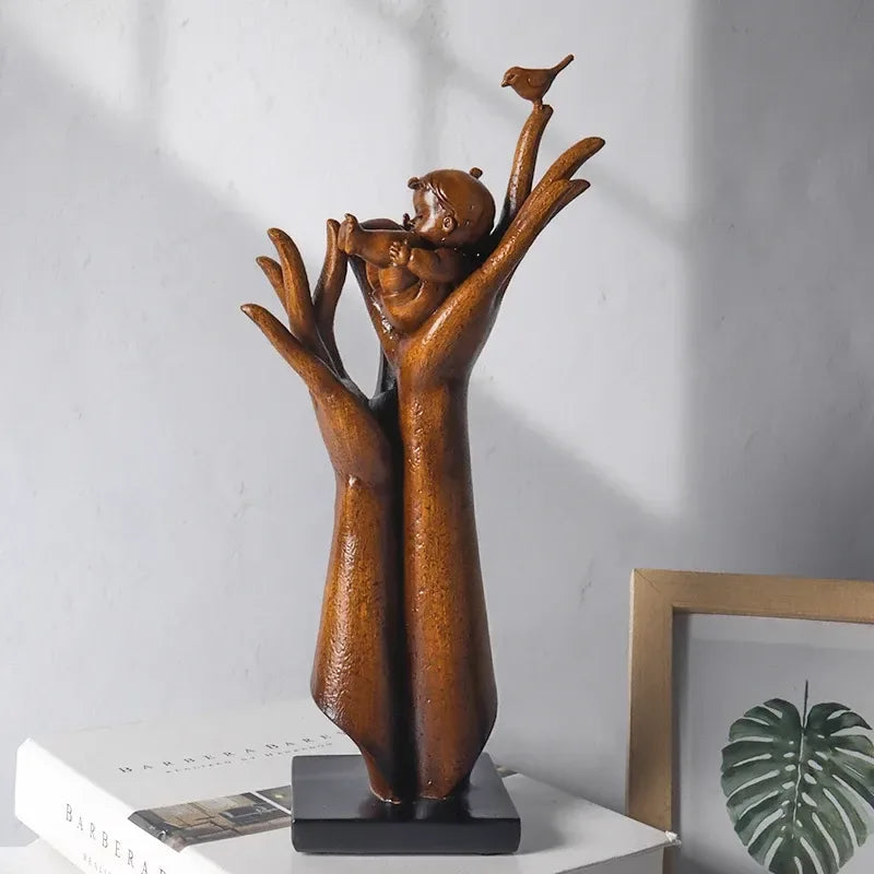 Hand of Aspiration Resin Sculpture – Wood Grain Decor