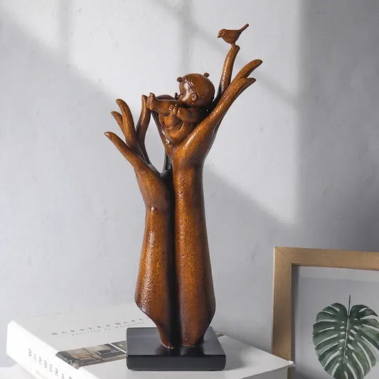 Hand of Aspiration Resin Sculpture – Wood Grain Decor