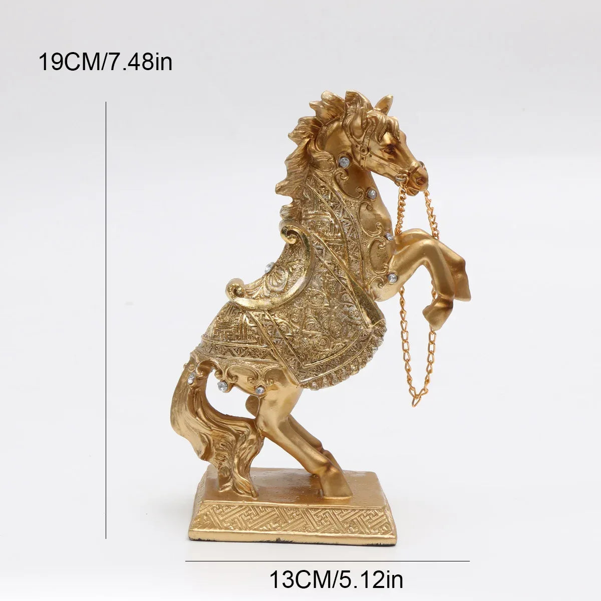 Elegant Golden Horse Statue Majestic Resin Sculpture for Office & Home Decor