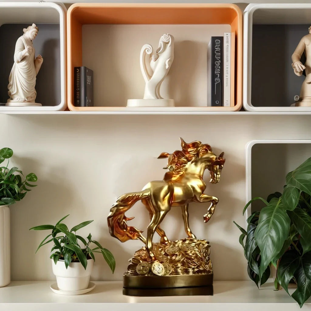 Horse Statue Decorative Art Wealth Prophecy Resin Sculpture for Home & Bar