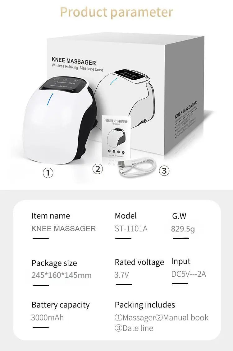 Smart Cordless Knee Massager Vibrating Joint Heat Therapy for Seniors