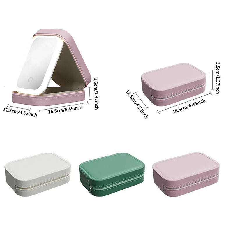 LED Makeup Bag with Mirror – PU Leather Cosmetic Travel Case
