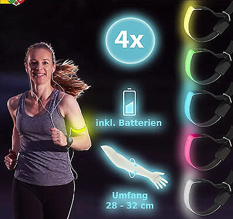 LED Luminous Safety Armband 4-Pack Reflective Night Running & Cycling Light