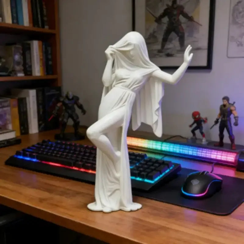 Elegant Veiled Lady Sculpture – Resin Statue Decor