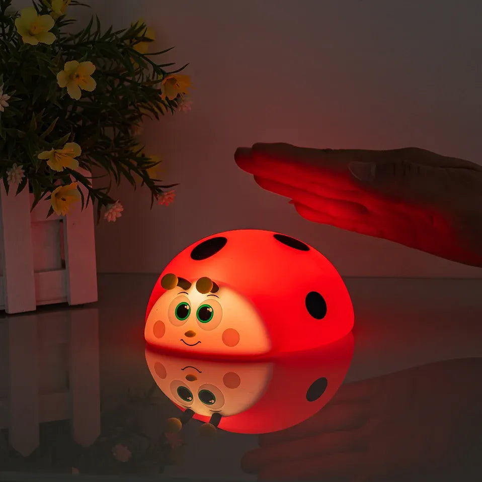 Ladybug Silicone Nursery Night Light – Touch Control Rechargeable LED Lamp