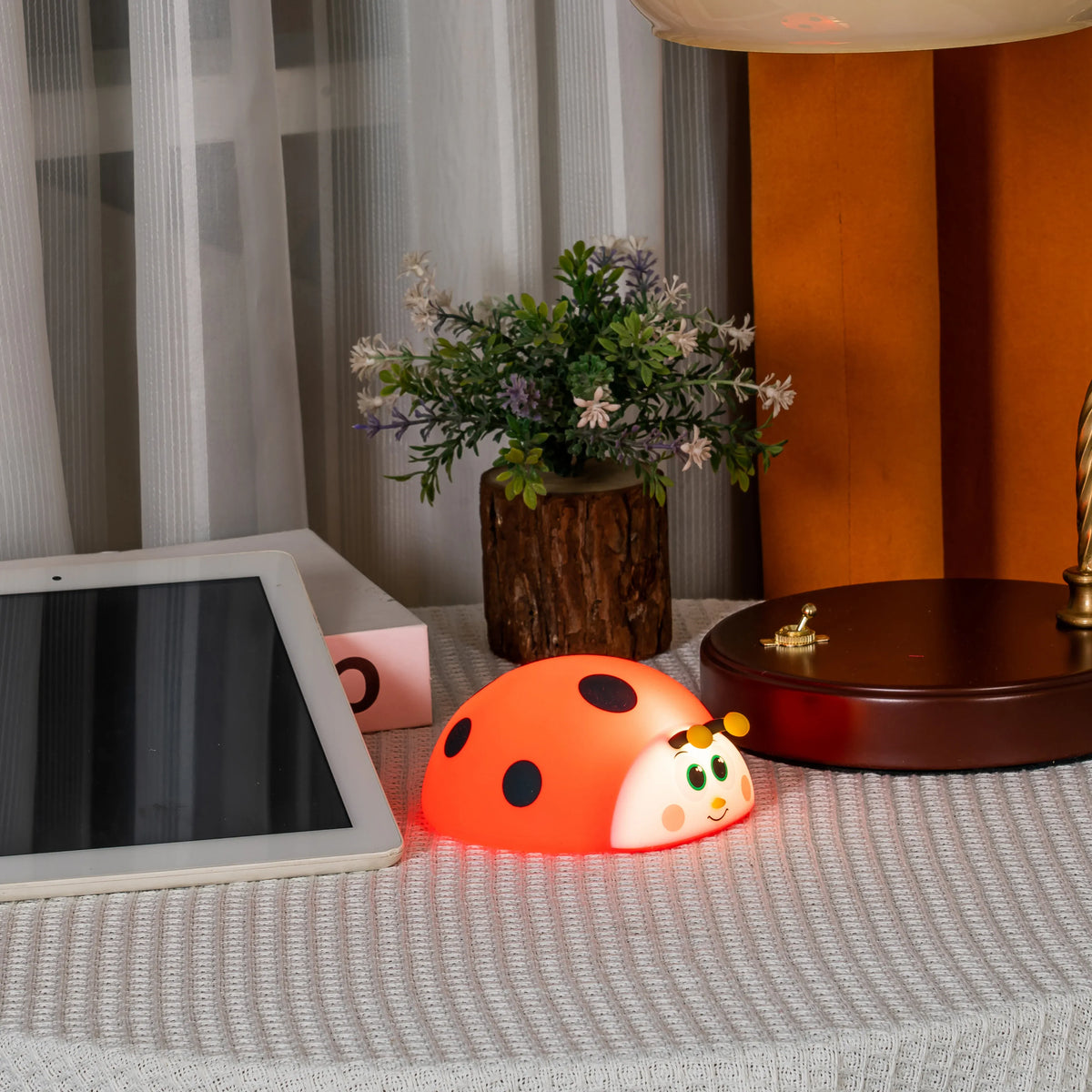 Ladybug Silicone Nursery Night Light – Touch Control Rechargeable LED Lamp