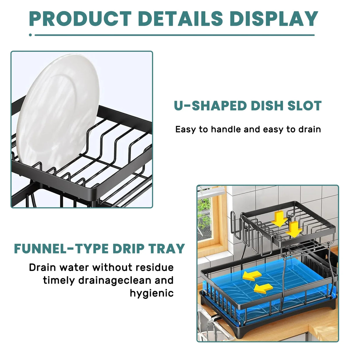 Large 2-Tier Dish Drying Rack – Heavy-Duty Metal Kitchen Counter Organizer