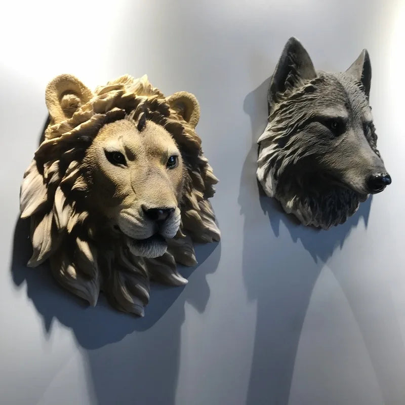 Scandinavian Style Animal Head Wall Sculpture Lifelike Resin Wall Decor