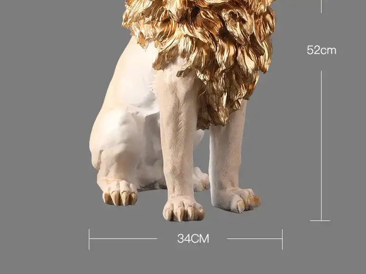 Golden Lion Statue - Large Luxury Resin Sculpture Indoor Floor Decor