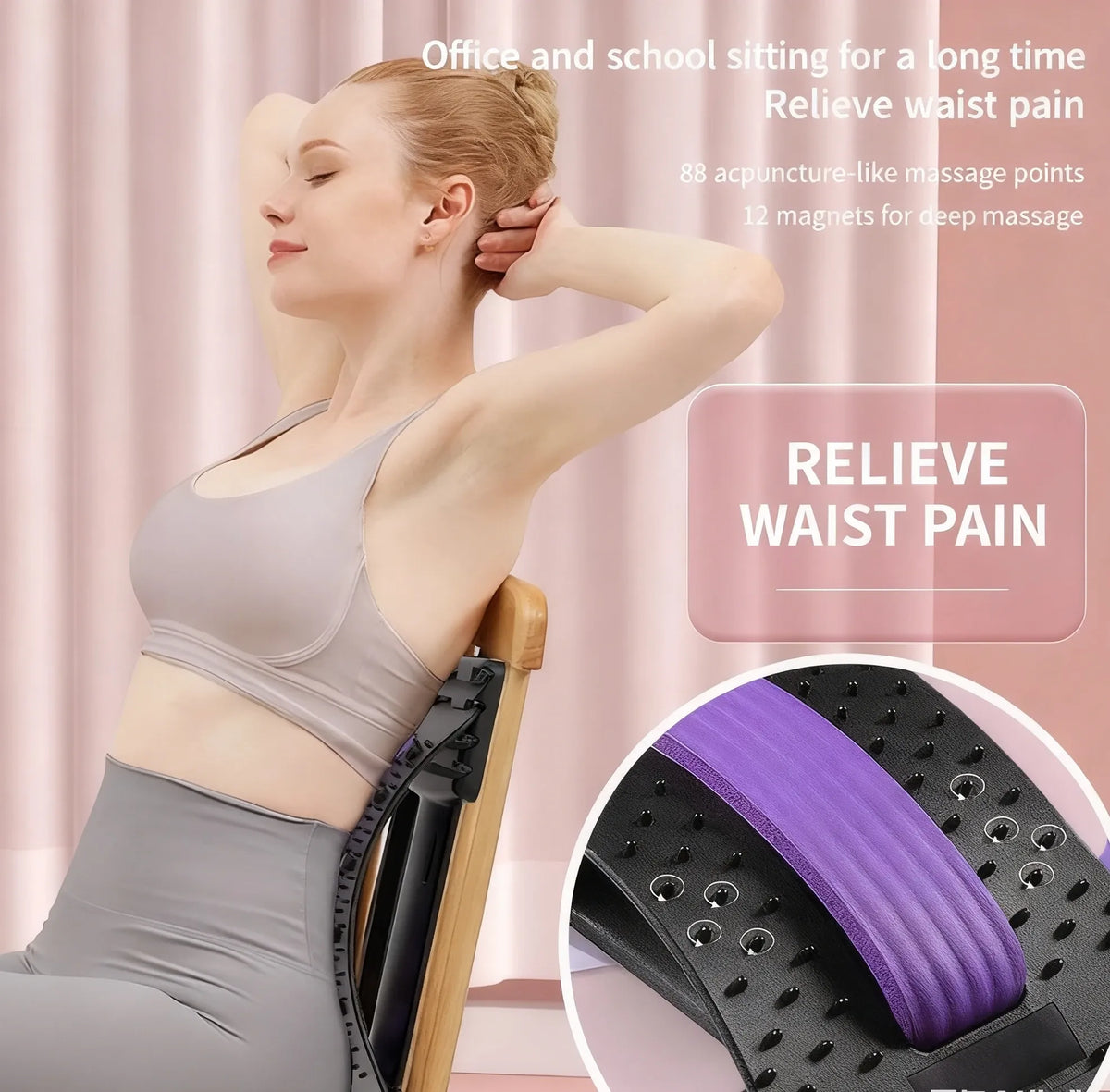 Lumbar Back Stretcher & Spine Massager Lower Back Pain Relief Relaxer