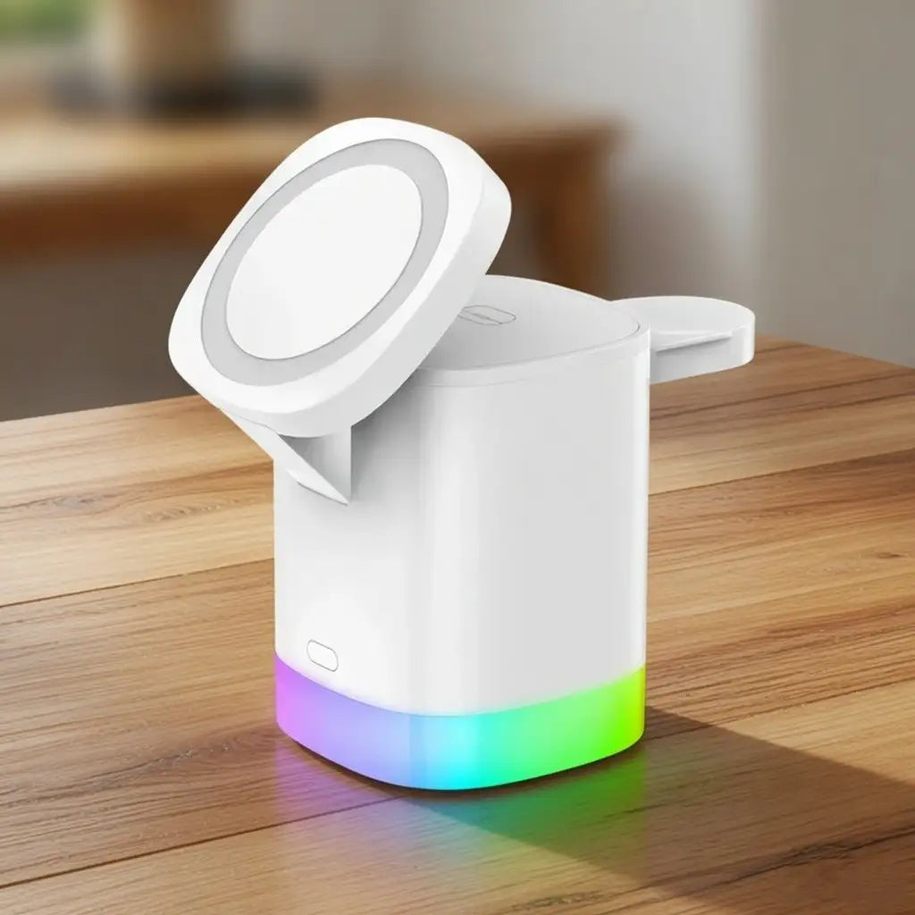 Foldable 3-in-1 MagSafe Wireless Charger RGB Travel Dock for iPhone & Watch