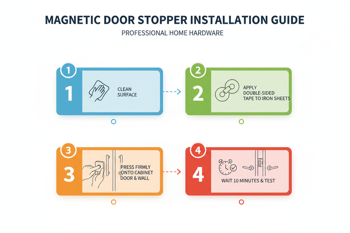 Magnetic Door Stopper – Ultra-Thin, No-Drill, Stainless Steel