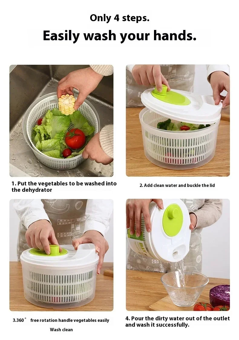 Manual Salad Spinner & Vegetable Dehydrator – Compact 22cm Lettuce Drainer