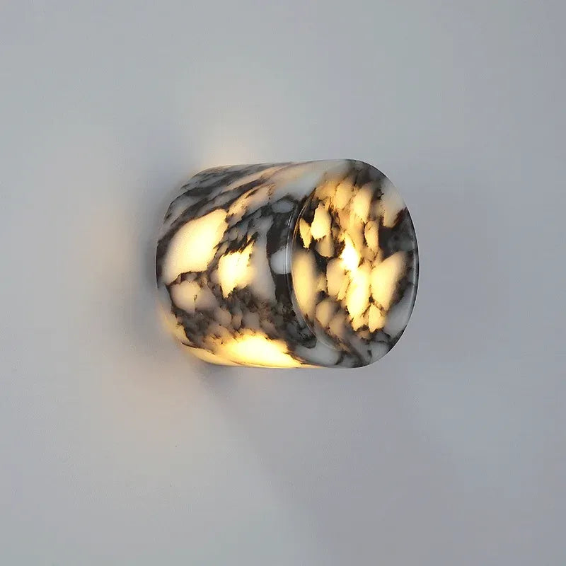 Marble Stone LED Wall Lamp – Luxury Cylindrical Sconce