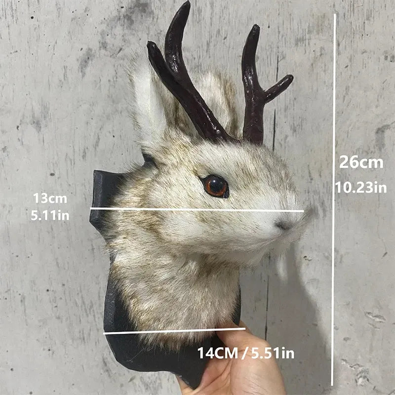 Jackalope Bunny Head Wall Mount – Rustic Antler Decor