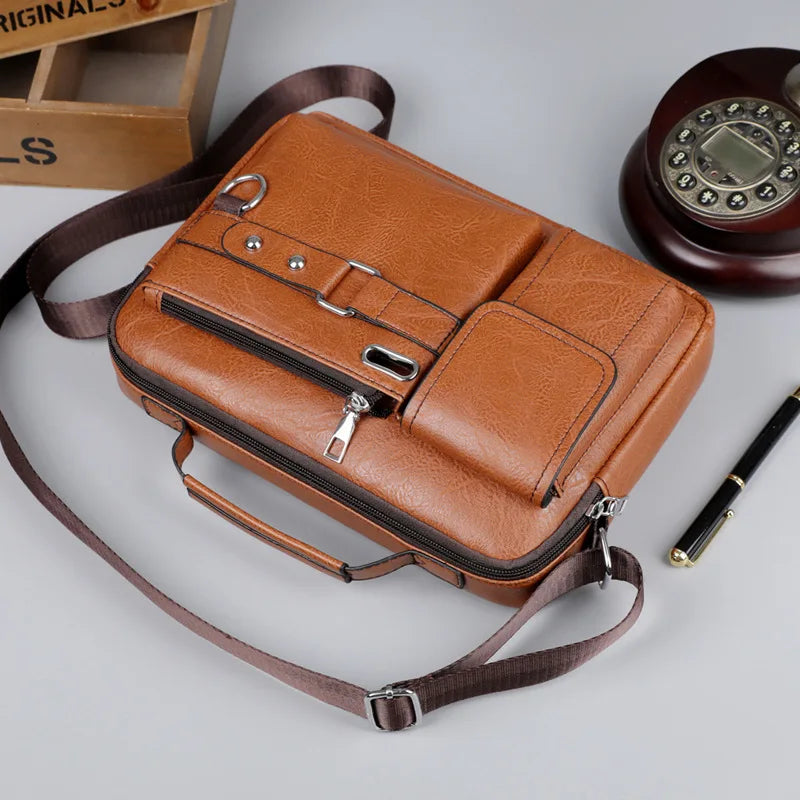 Men's Retro Waterproof Messenger Bag – Large Laptop Briefcase