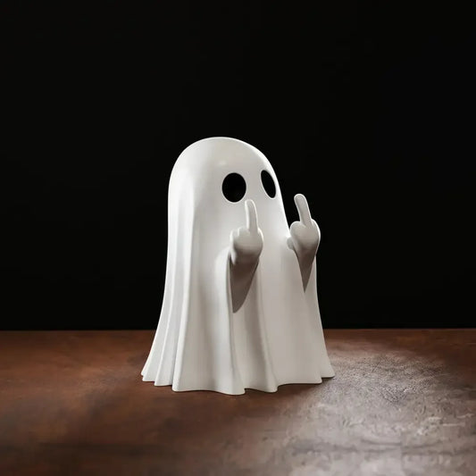 Cute Middle Finger Ghost Statue Funny Halloween Decor & Centerpiece