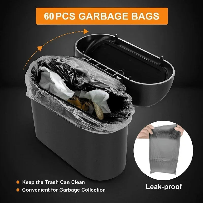 Mini Car Trash Can with Lid – Leak-Proof Pressing Storage Bucket & Bags