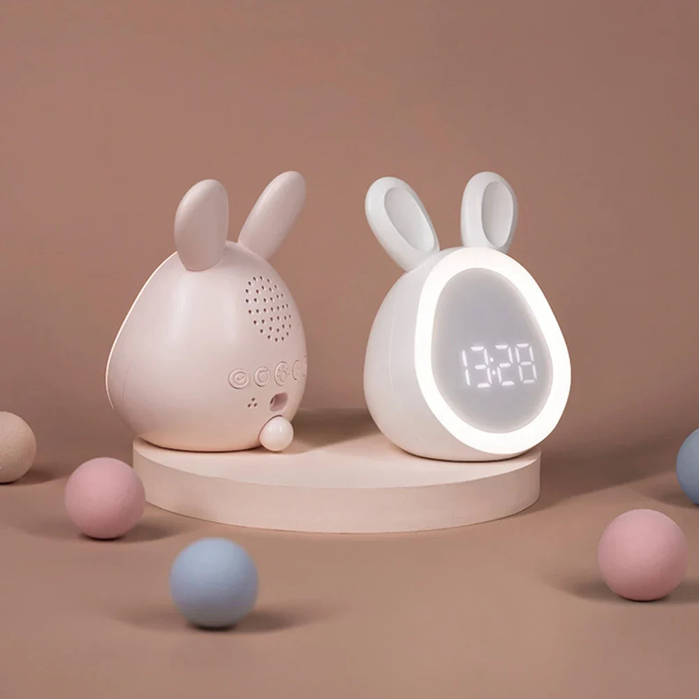 Mini Rabbit LED Alarm Clock – Voice Control Night Light Rechargeable