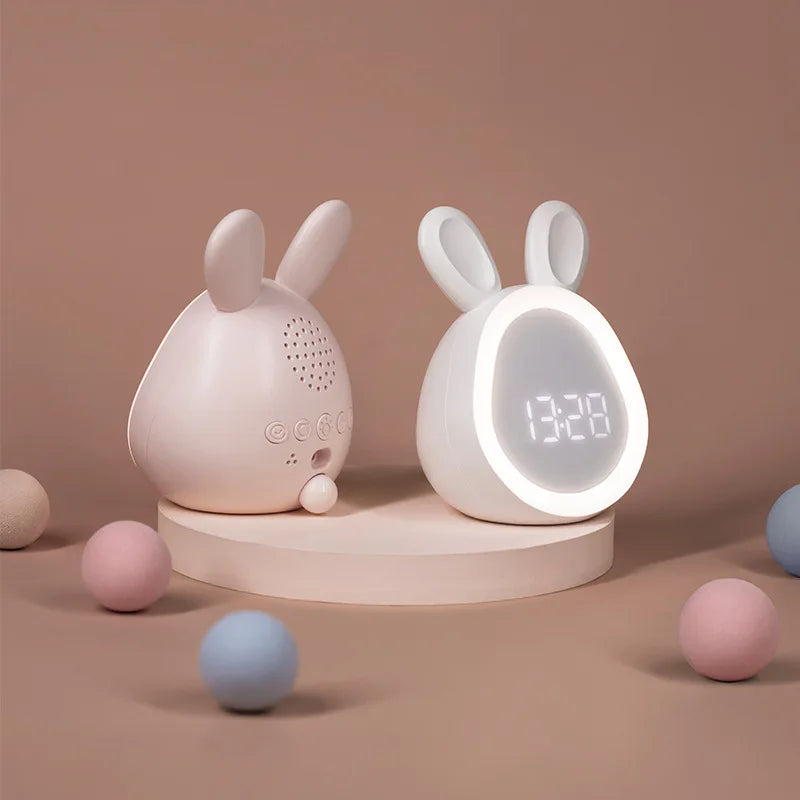 Mini Rabbit LED Alarm Clock – Voice Control Night Light Rechargeable
