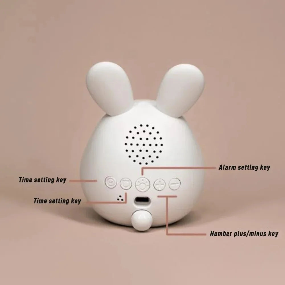 Mini Rabbit LED Alarm Clock – Voice Control Night Light Rechargeable