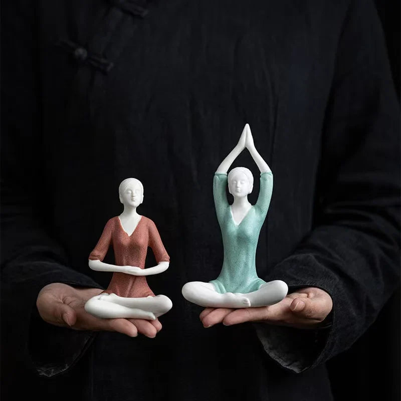 Zen Yoga Figurine Set – Minimalist Ceramic Meditation Sculpture