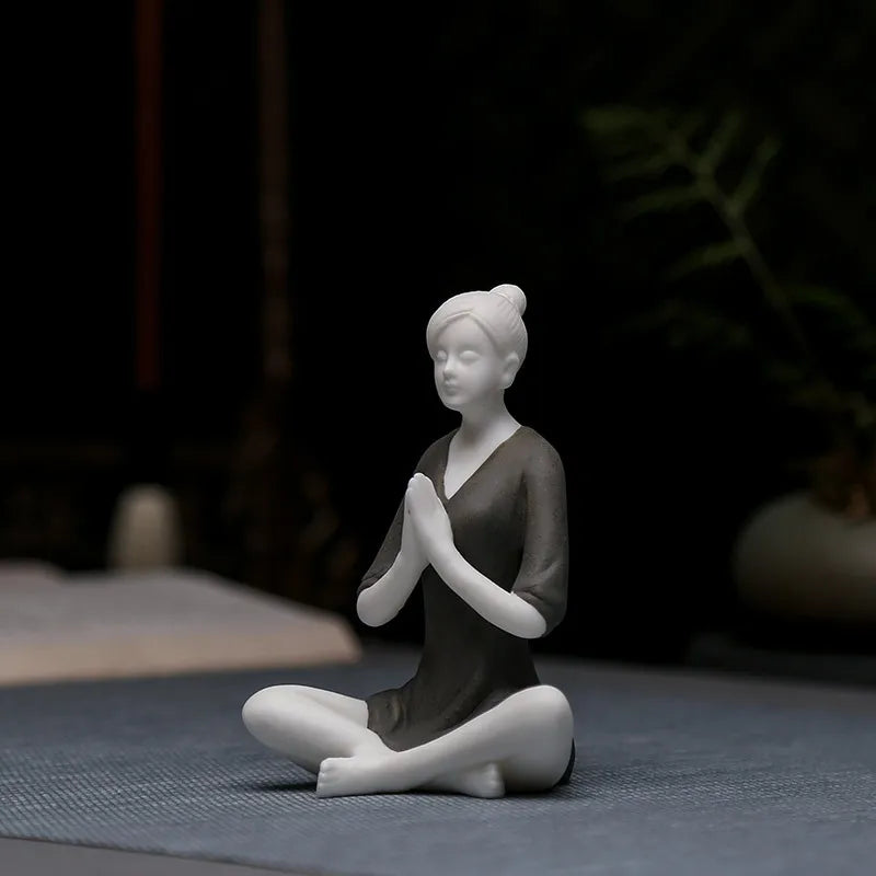 Zen Yoga Figurine Set – Minimalist Ceramic Meditation Sculpture