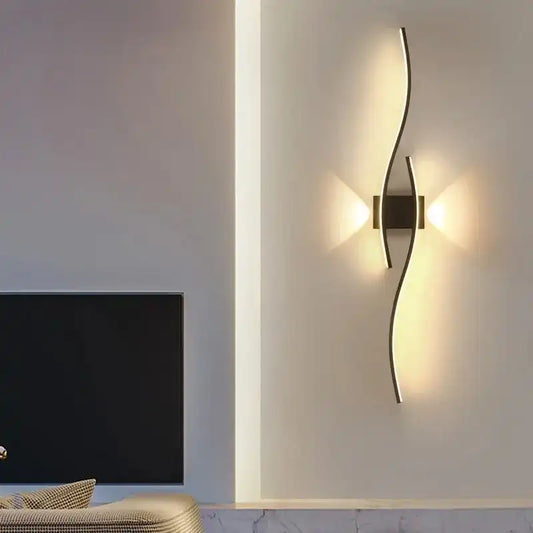 Modern Wave LED Wall Sconce - Double Curve Aluminum Black