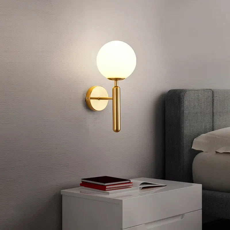 Modern Brass Globe Wall Lamp – Minimalist Wall Sconce